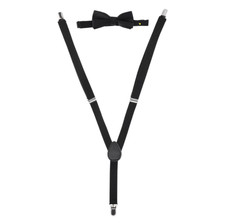 Boys Black Suspender  Bow Tie Set One Size BRAND NEW W TAGS
