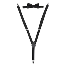 Boys Black Suspender & Bow Tie Set (One Size) BRAND NEW W TAGS