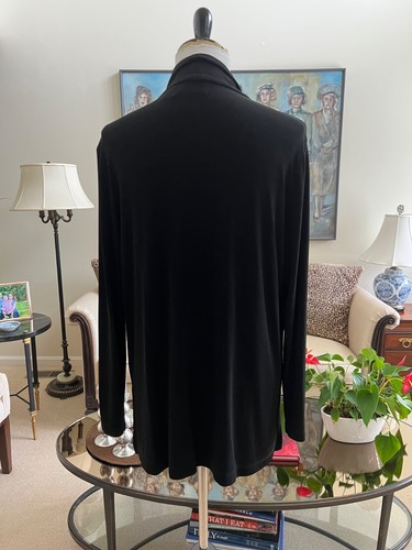 Chico's Travelers Black Long Sleeve Open Front Collared Cardigan Size 2 (12-14) - Picture 3 of 4