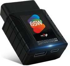 65W Car OBD2 to USB Adapter, OBD Male to Type-C USB-A Female Charger, Multiple