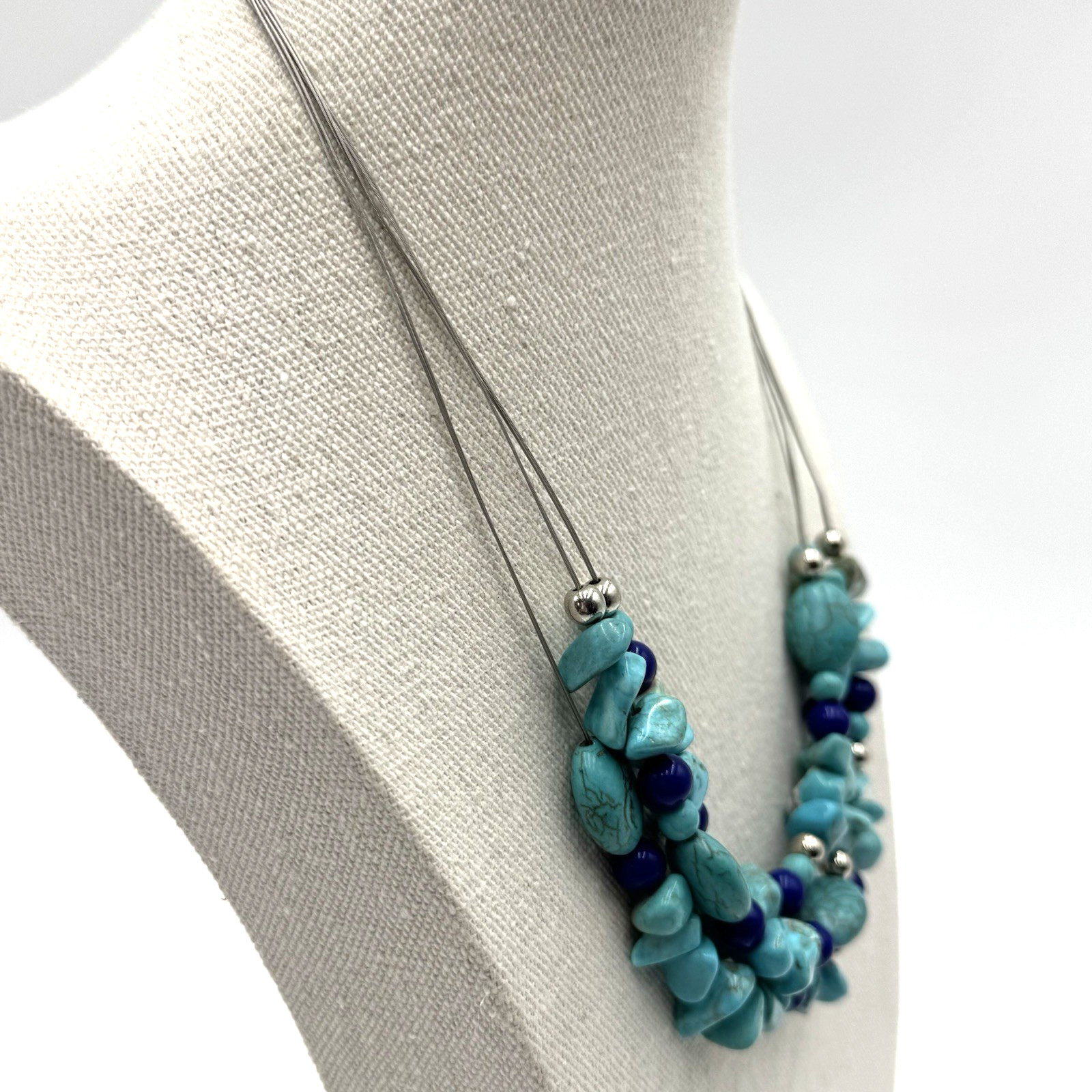 Erica Lyons Statement Necklace Multi Layer Turquo… - image 2