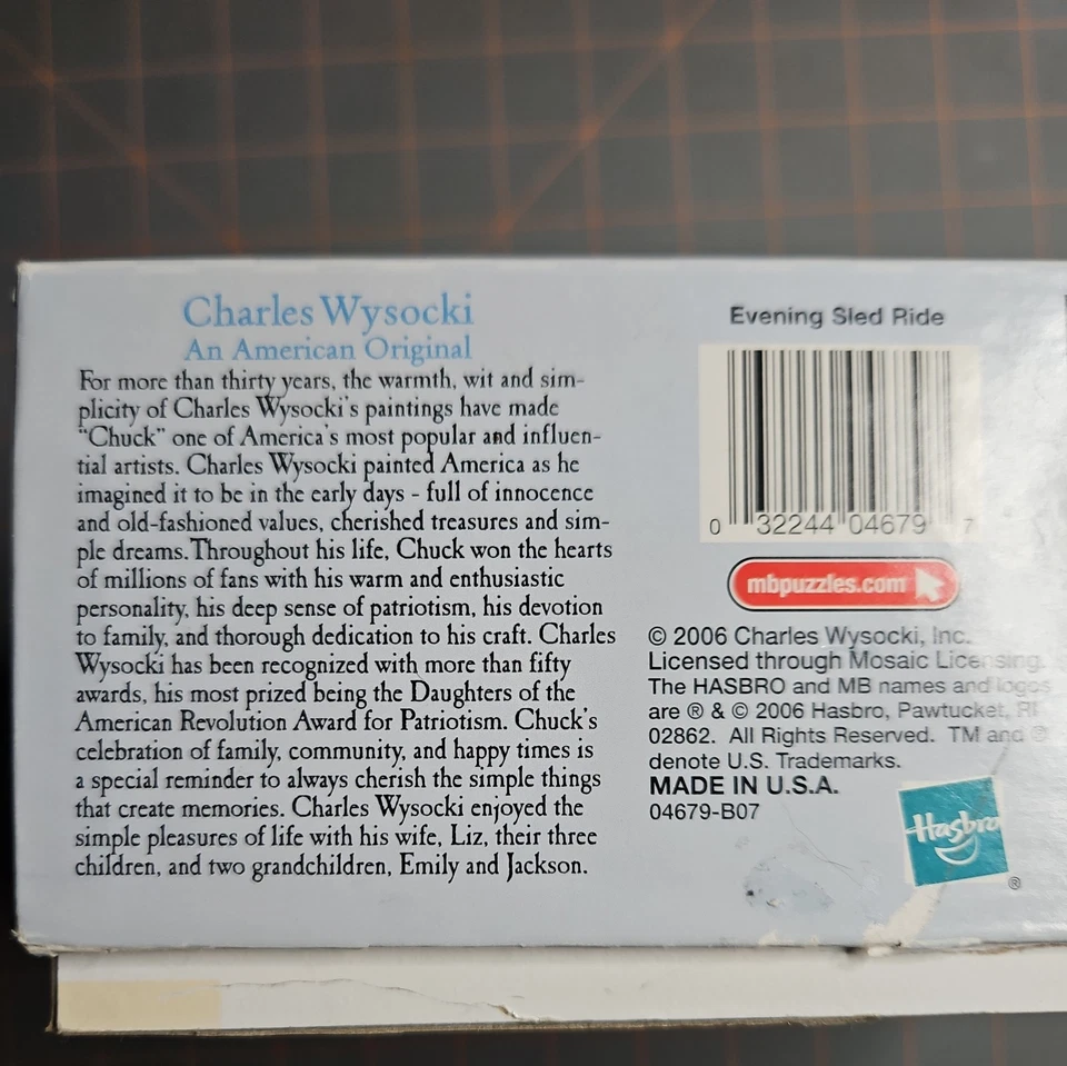 Rompecabezas completo Milton Bradley Charles Wysocki paseo en trineo nocturno 1000 piezas Foto 4 de 4