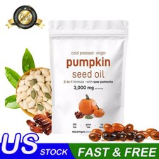 Pumpkin Seed Oil with Saw Palmetto, 3000mg Per Serving, 180 Softgels Capsules