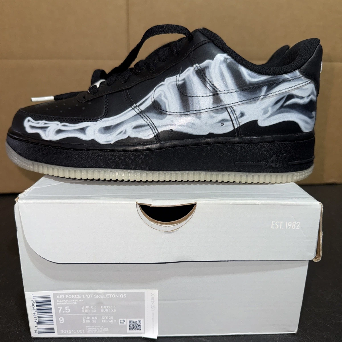 Nike Air Force 1 '07 QS Black Skeleton for sale | eBay