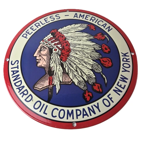 Vintage Peerless American Sign - Porcelain Standard Oil NY Advertising Gas Sign