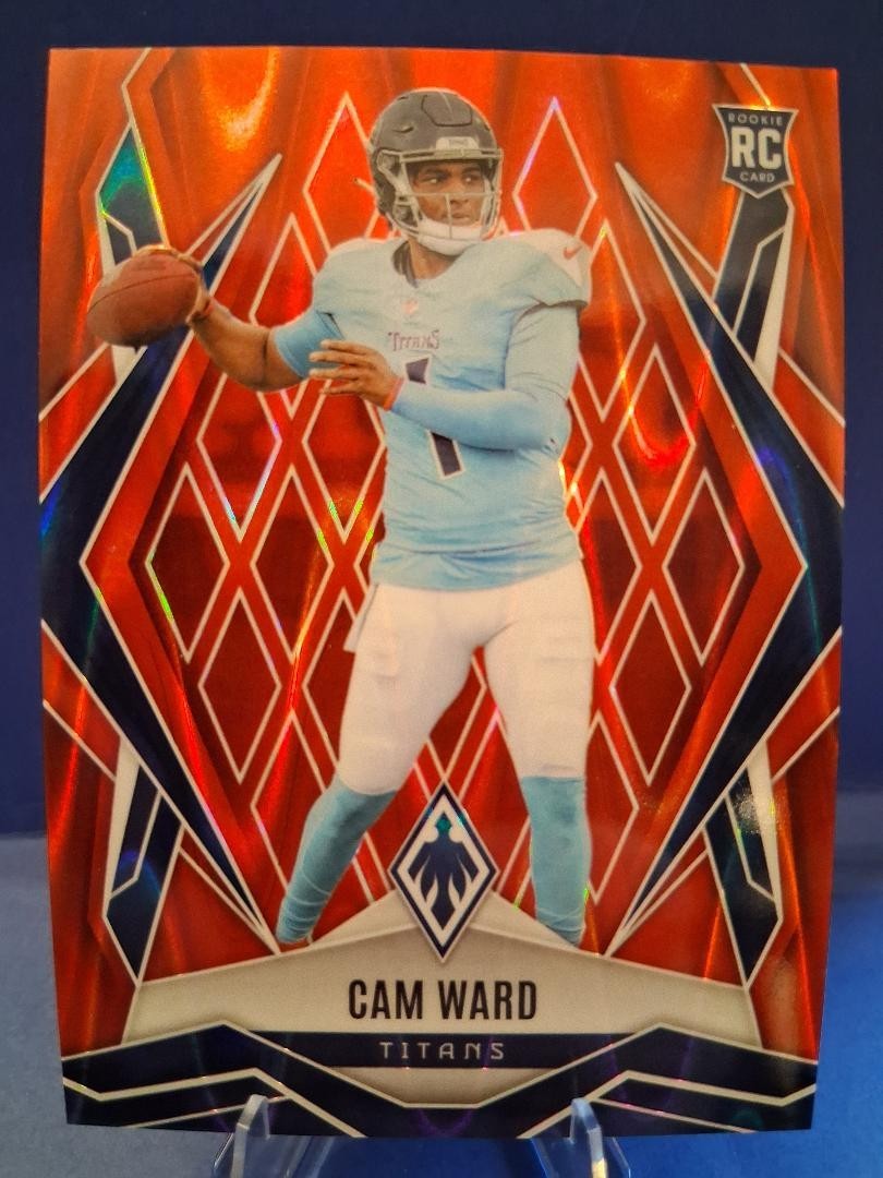 2025 Panini Phoenix - Cam Ward #194  Red Seismic Prizm - 38/99 - Titans - RC