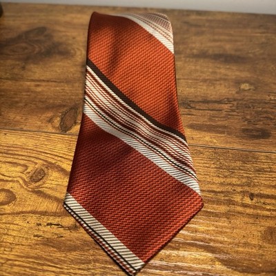 Aristo-Craft Vintage Wide Blade Tie Burnt Orange Stripe Retro 70s Mens Necktie