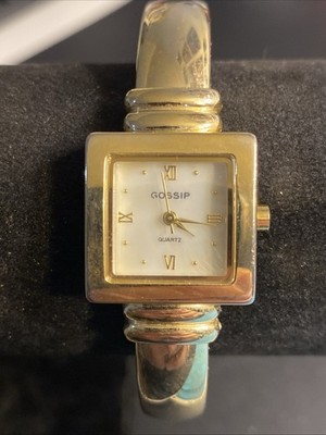 Gossip women's watch. Square opalescent face, bangle style band New Battery