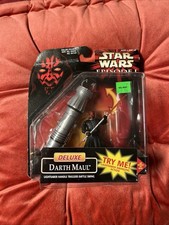 Product Image: Star Wars Episode 1 Deluxe Darth Maul Figure Hasbro 1998 NIB Lightsaber Swing 🔴