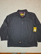 Brazos Work Force Men's Black Jacket Fully Lined Flannel 4 Pocket Size XL