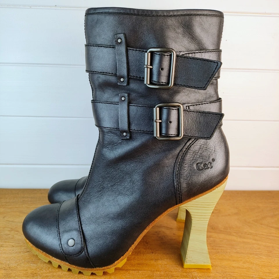 CAT Caterpillar X Shontelle Collab US 9 M Boots 4" Sculpted High Heel Black -ish - Image 4 of 4