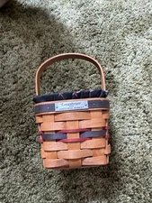 Longaberger Wood 1993 Inaugural Basket With Patriotic Liner