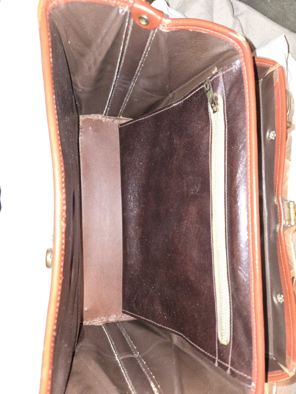 Vintage Leather Patchwork Handbag With Lock And K… - image 3