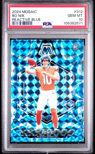 2024 Panini Mosaic #312 Bo Nix Reactive Blue PSA 10