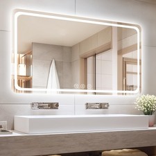 55" x 36" Led Bathroom Mirror with Lights, Anti-Fog Tri-Color Lighting - Wa...