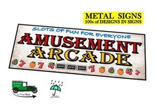 Vintage style amusement arcade metal wall sign, fairground amusement sign,