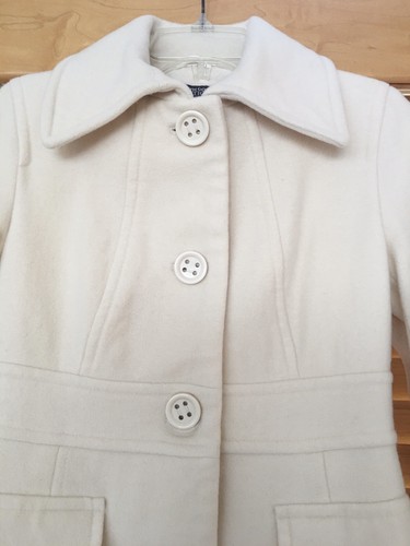 KENNETH COLE REACTION Womens NWOT 2 XXS XS S Ivory Collar Wool Blend Coat Jacket - Picture 2 of 12