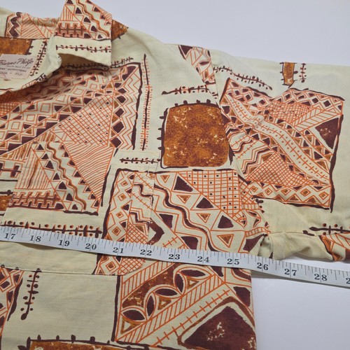 VTG 50s 60s Burns Philp Hawaiian Shirt Men Large (Boxy) Geometric Stain READ - Picture 12 of 13