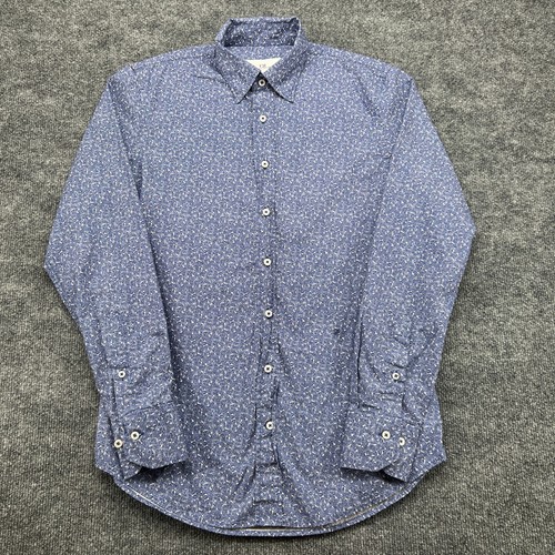 Carolina Herrera Shirt Men’s 15 Long Sleeve Button Up Dress Geometric Blue