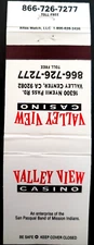 Valley View Valley Center Casino 20 Strike Matchbook Cover