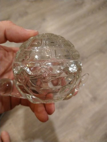 Vtg 2-Piece Anchor Hocking Heavy Glass Turtle Trinket Box Figurine ...