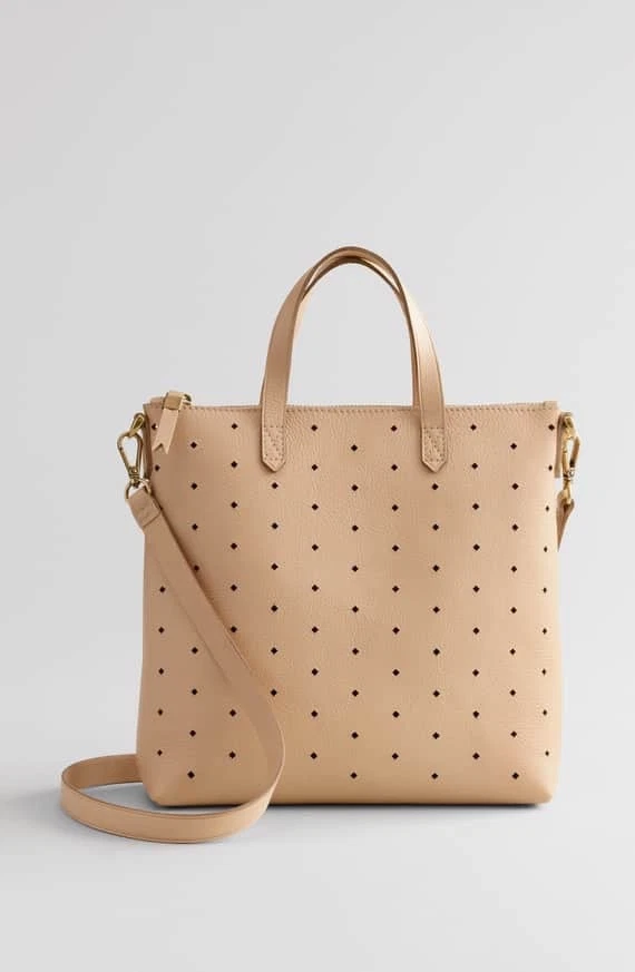 168 NWT Madewell Mini Transport Perforated Leather Camel
