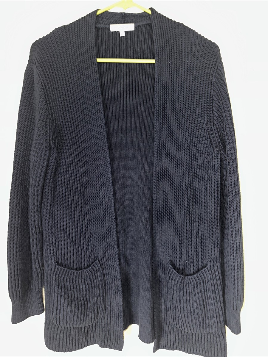Madewell Women's Cardigan Size Medium Nolan Ribbed Navy Open Front