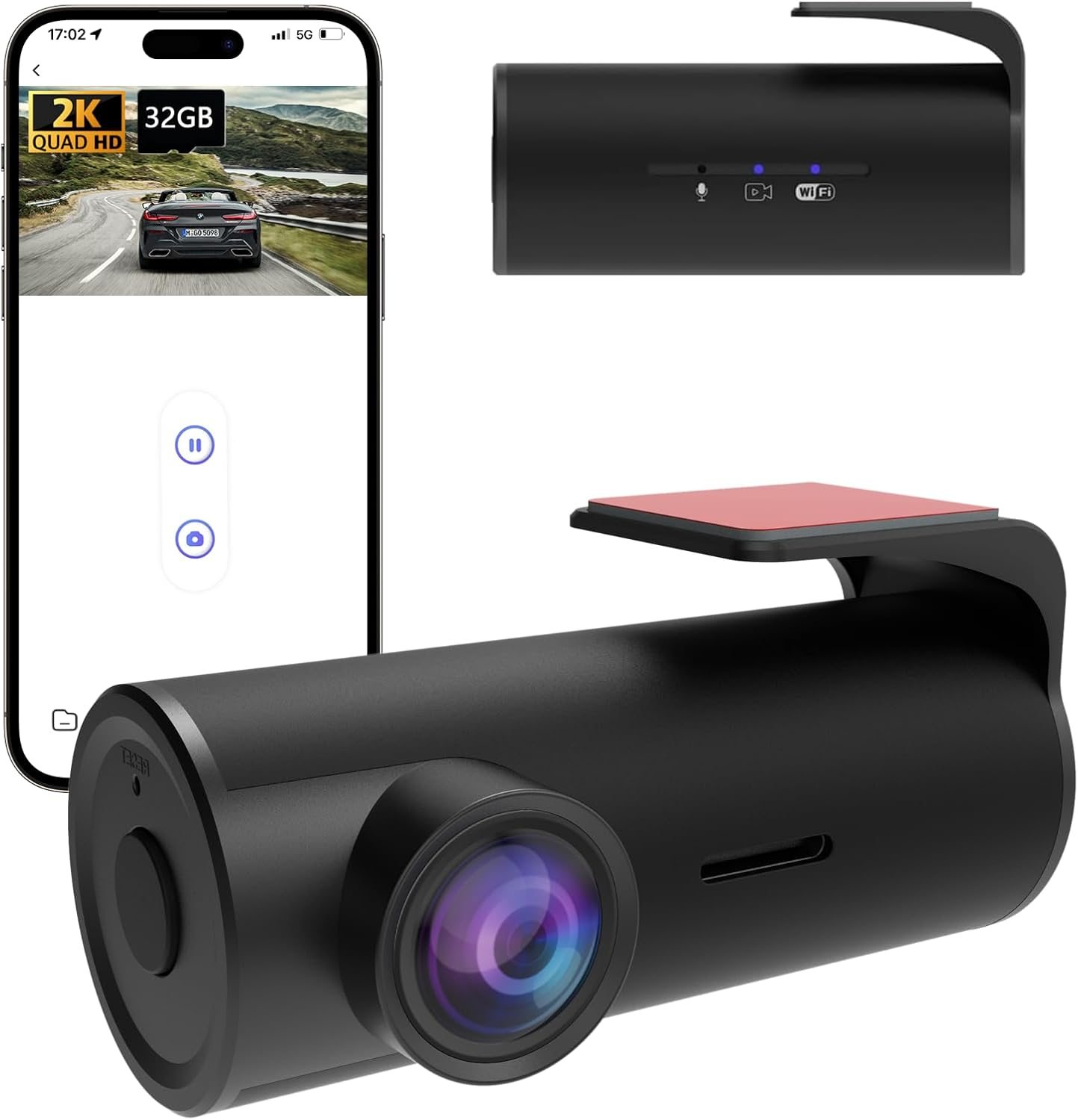 2K Mini Hidden Dash Cam for Cars with Free 32GB SD Card-image