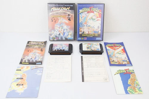 Shining Force 1 & 2 Sega Mega Drive w/ Manuals + Maps + Reg Cards Complete CIB
