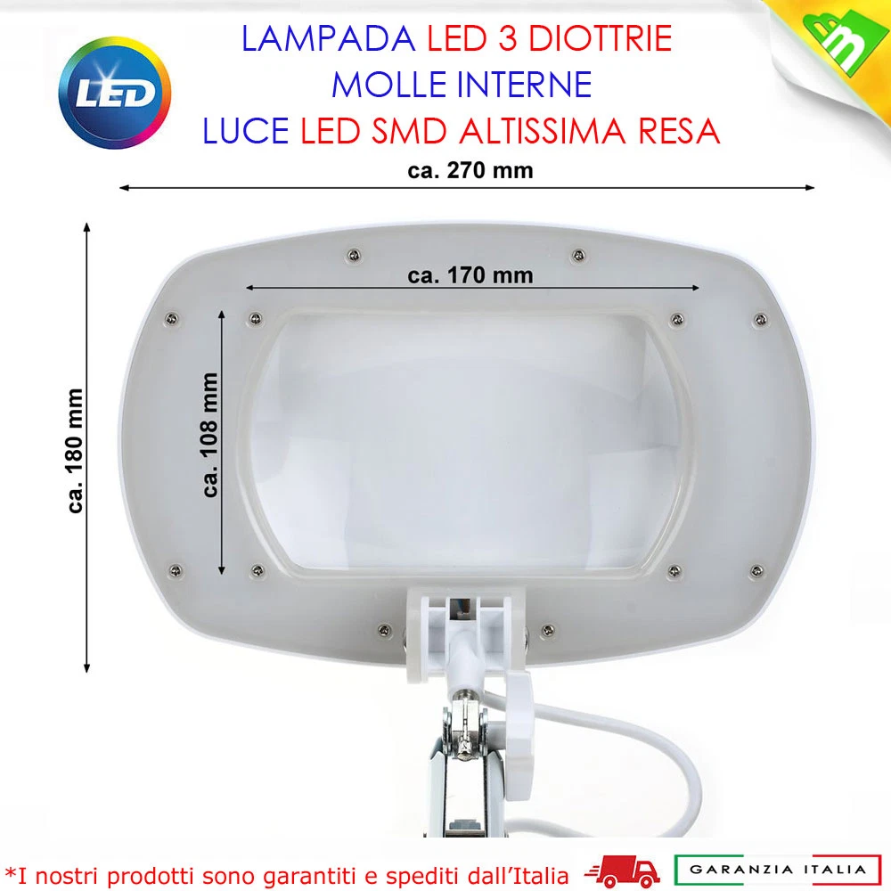 LAMPADA DA TAVOLO CON LENTE DI INGRANDIMENTO DA 3 DIOTTRIE LED