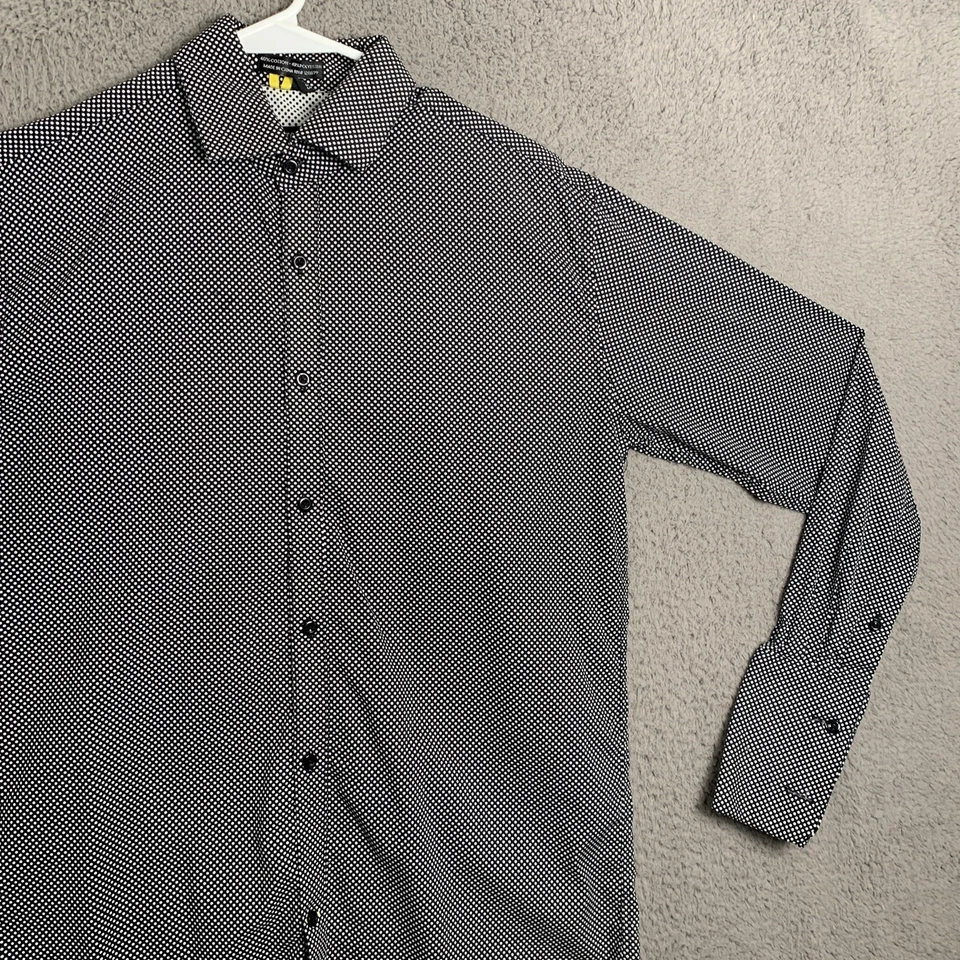 Camisa Stacy Adams Para Hombre Mediana Manga Larga Cuello Botón Algodón Negro 15 32/33 Foto 3 de 4