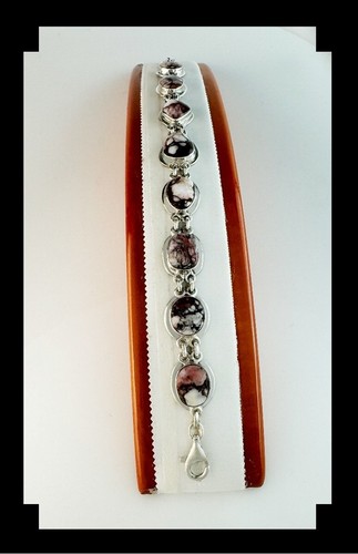 Handcrafted Sterling and Wild Horse Magnesite Link Bracelet - Picture 2 of 6