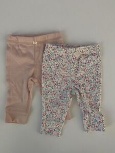 Carters Baby Girls 2-Pack Cotton Footed Pants Floral Pink