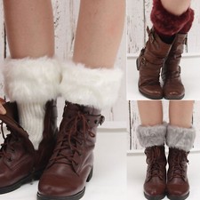 Ladies Winter Warm Short Leg Warmer Crochet Socks Fur Leggings