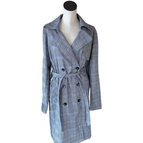 Glen plaid trench coat discount