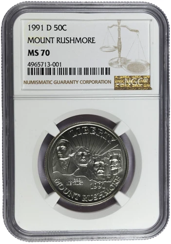 1991-D NGC MS70 Mount Rushmore Modern Commemorative Clad Half Dollar