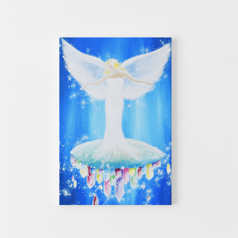 Spirituelles Engel Wandbild "Mehr als Magie" Bilder mit gemalten Kristallen