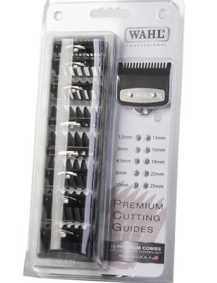 WAHL PREMIUM METALL SCHNEIDSCHUTZ AUFSATZ KAMM CADDY SET - GRÖSSE 0,5, 1,5 & 1-8