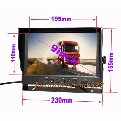 9" HD Car Rear View Monitor + AHD 1080P 8 LED Backup Camera For Bus Truck 20M - Picture 3 of 12