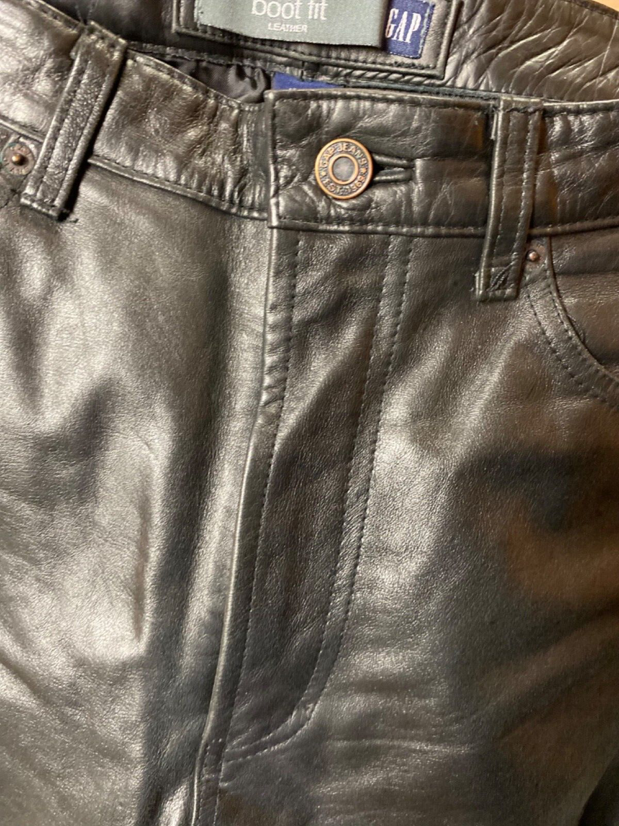 GAP BLACK Leather Pants Item #91 RockStar 33x30 Styled like GAP BLACK Leather Pants Item #91 RockStar 33x30 Styled like