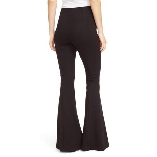 FREE PEOPLE 4 Black Born to Be Wild High Waist Zipper Bell Bottom Flare Pants - Picture 4 of 10