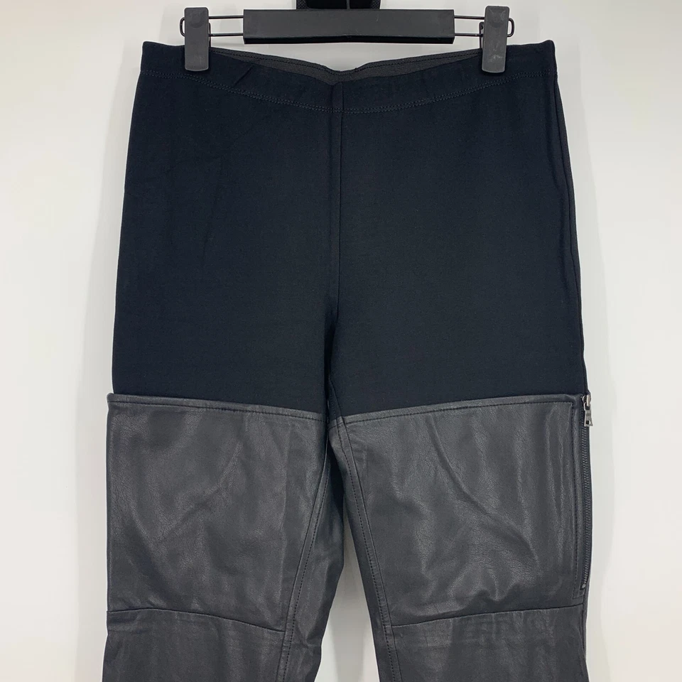 BCBGMaxAzria Leggings Mujer Talla Mediana Conan Negro Imitación Cuero Ribete Cremallera Pantalones Foto 4 de 4