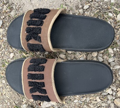 Nike Off Court Slides Mens Size 13 Revive Foam Black Brown Tan