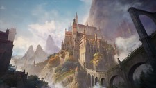 Landscape art fantasy castle city clouds sky building Custom Gaming Mat Desk