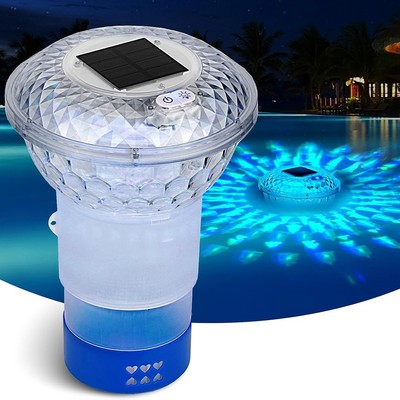 Galleggiante per cloro solare per piscina con luci colorate