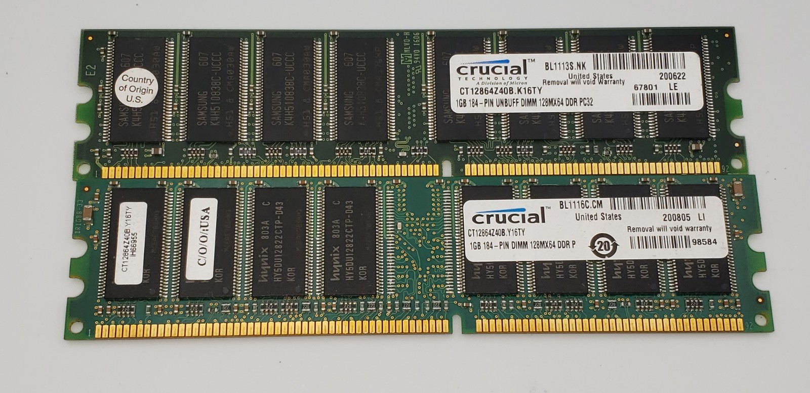 Crucial 2GB 184-Pin DIMMS 128Mx64 DDR SDRAM Memory