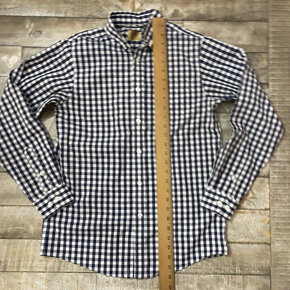 Camisa de vestir Class Club para niños talla 16 azul marino y blanco a cuadros etiqueta dorada Foto 4 de 4