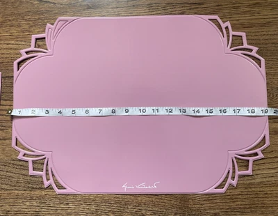 Vintage 80er Gloria Vanderbilt Vinyl überbackene Tischsets Mauve Rosa Art Deco 4er Set - Bild 1 von 4