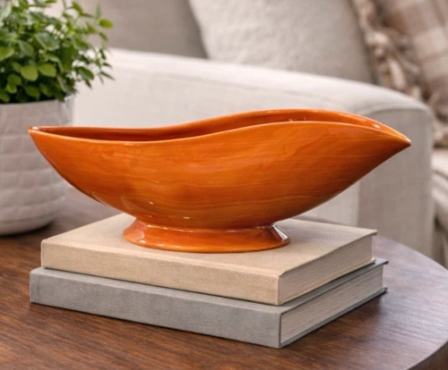 Vintage Mccoy Harmony Vase Vessel Orange And Yellow 1961 Planter