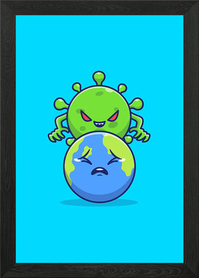 Gerahmtes Wandbild Poster Leinwanddruck Bild niedlicher Virusangriff Welt